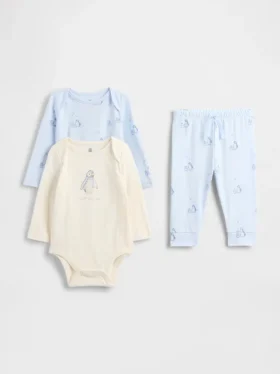 Conjunto de body de algodón orgánico para bebé (paquete de 3)