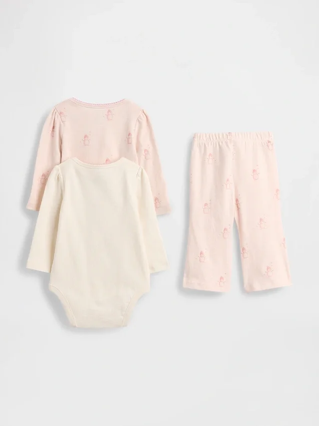 Conjunto de body de algodón orgánico para bebé (paquete de 3)