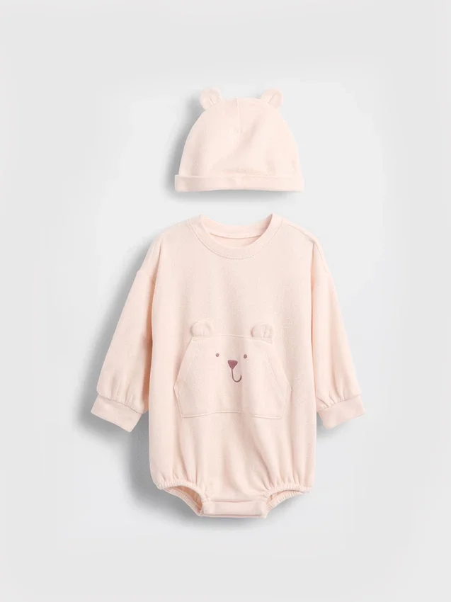 Conjunto de body y gorrito «Baby Softspun Bear Bubble»