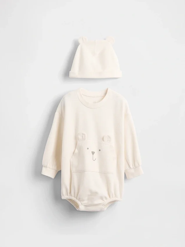 Conjunto de body y gorrito «Baby Softspun Bear Bubble»