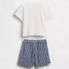 Conjunto de camiseta con diseño de langosta bebé y pantalones cortos a cuadros