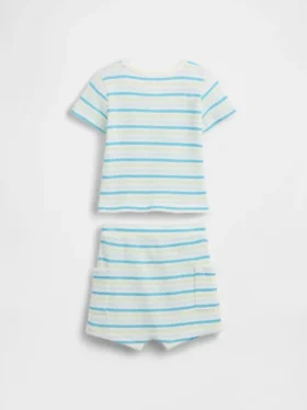 Conjunto de camiseta Henley y shorts tipo waffle para bebé