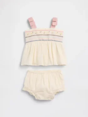 Conjunto de camiseta sin mangas bordada para bebé