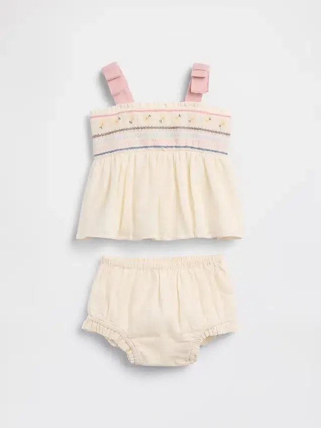 Conjunto de camiseta sin mangas bordada para bebé