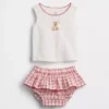 Conjunto de camiseta sin mangas y falda-pantalón a cuadros «Brannan Bear» para bebé