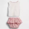 Conjunto de camiseta sin mangas y falda-pantalón a cuadros «Brannan Bear» para bebé