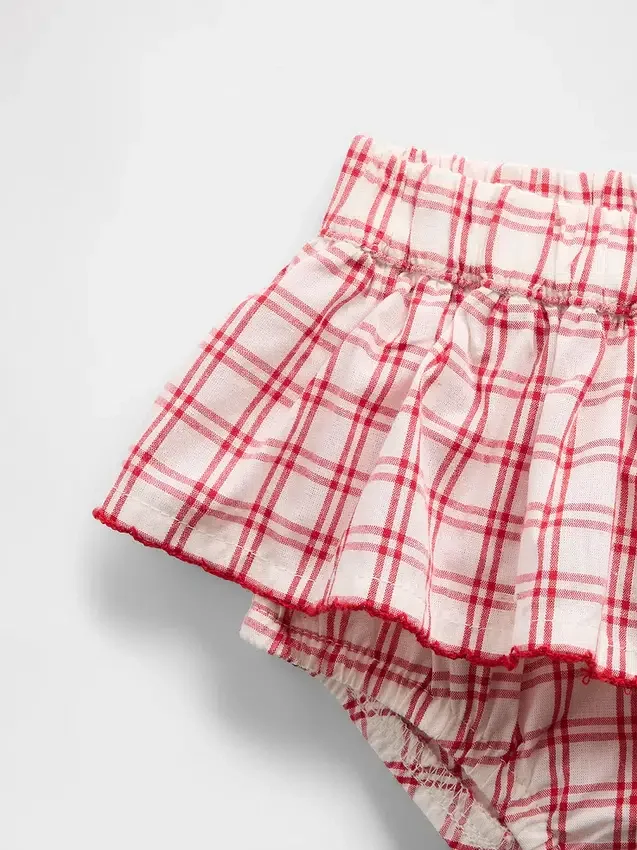 Conjunto de camiseta sin mangas y falda-pantalón a cuadros «Brannan Bear» para bebé