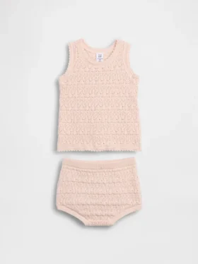 Conjunto de camiseta sin mangas y shorts de ganchillo para bebé