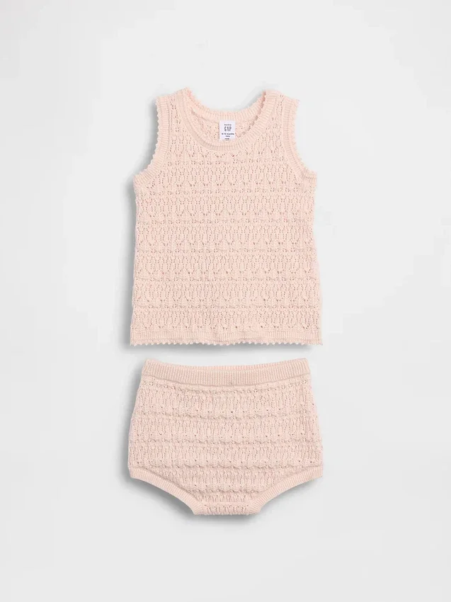 Conjunto de camiseta sin mangas y shorts de ganchillo para bebé