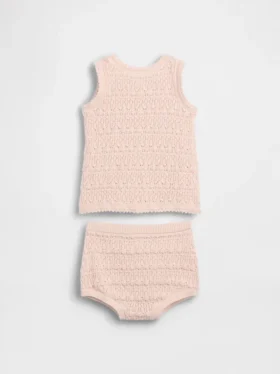 Conjunto de camiseta sin mangas y shorts de ganchillo para bebé