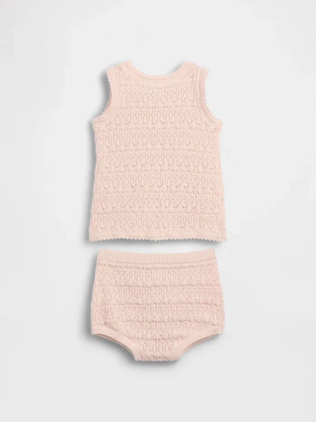 Conjunto de camiseta sin mangas y shorts de ganchillo para bebé