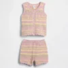 Conjunto de chaleco de rayas de ganchillo para bebé