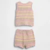 Conjunto de chaleco de rayas de ganchillo para bebé
