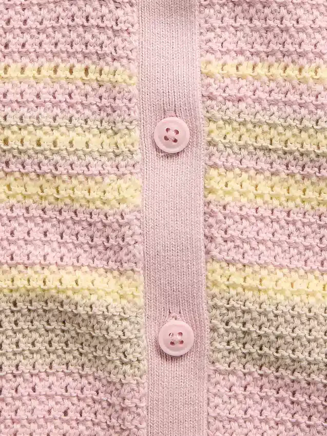 Conjunto de chaleco de rayas de ganchillo para bebé