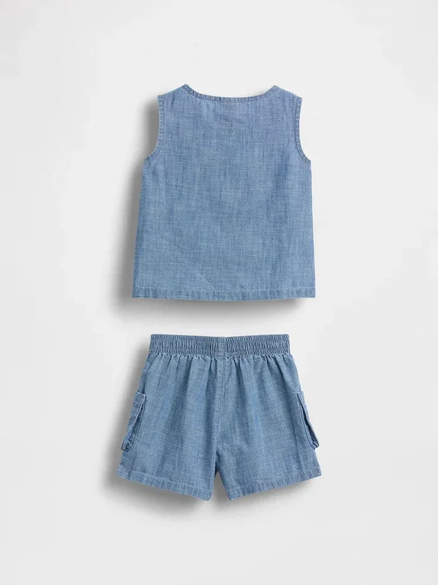 Conjunto de denim con bolsillo para bebé