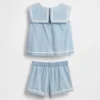 Conjunto de denim con moño para bebés y niños pequeños
