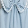 Conjunto de denim con moño para bebés y niños pequeños