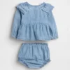 Conjunto de denim con volantes para bebé