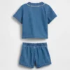 Conjunto de denim estilo universitario para bebé