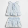 Conjunto de denim para bebé con moño
