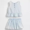 Conjunto de denim para bebé con moño
