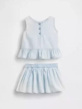 Conjunto de denim para bebé con moño