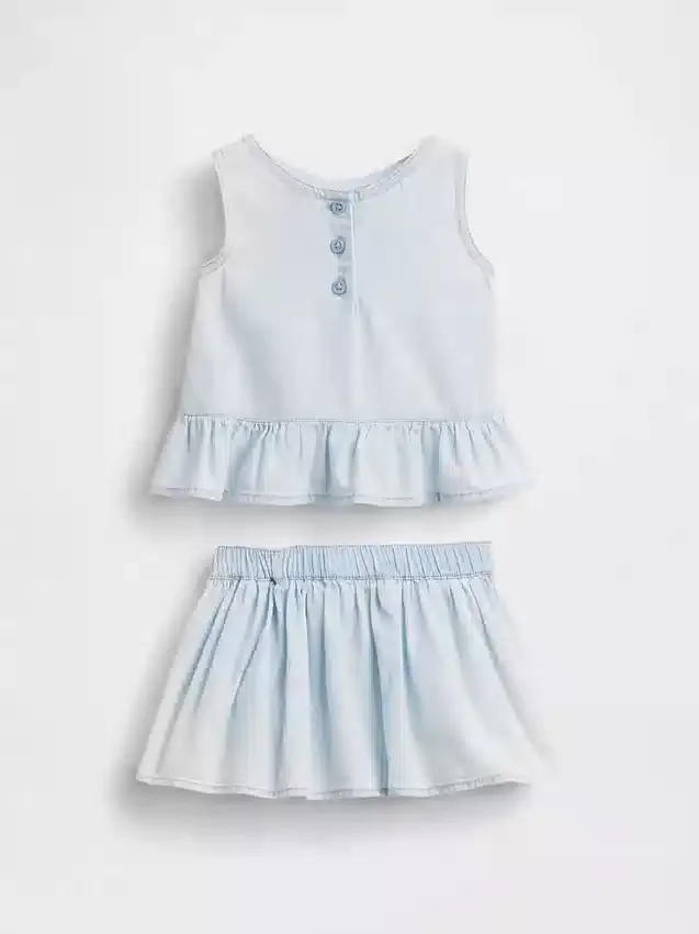 Conjunto de denim para bebé con moño