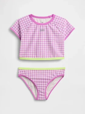 Conjunto de dos piezas de traje de baño con camiseta protectora para niños