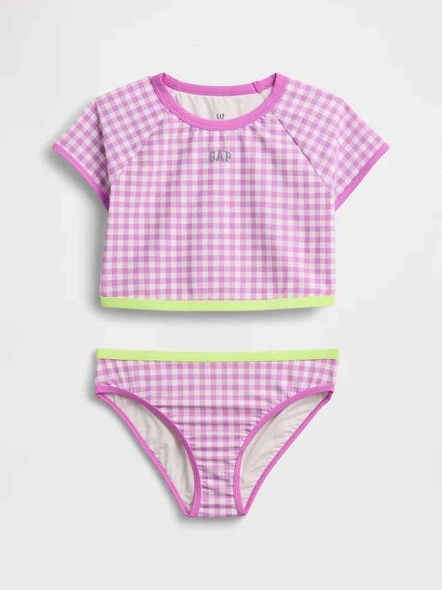 Conjunto de dos piezas de traje de baño con camiseta protectora para niños