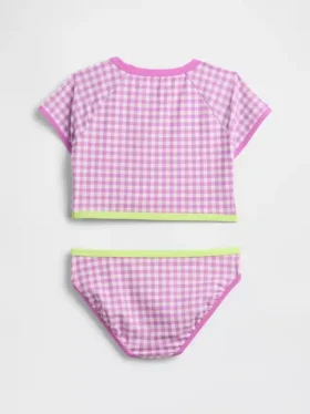 Conjunto de dos piezas de traje de baño con camiseta protectora para niños