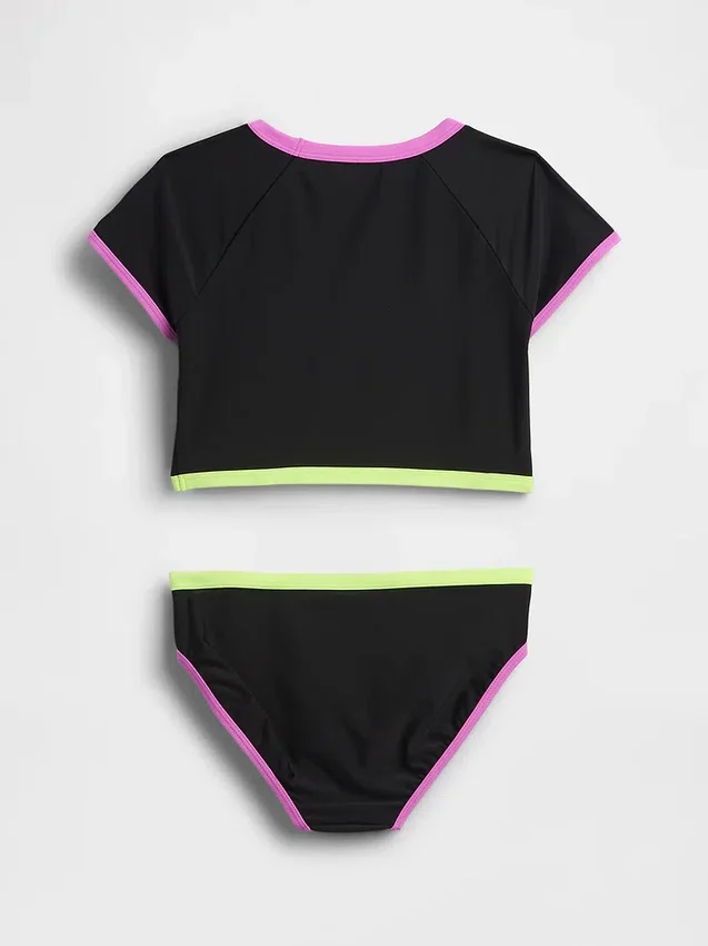 Conjunto de dos piezas de traje de baño con camiseta protectora para niños