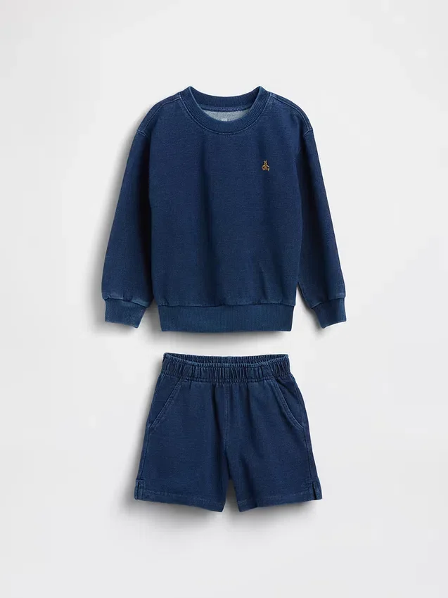 Conjunto de felpa índigo para bebés y niños pequeños