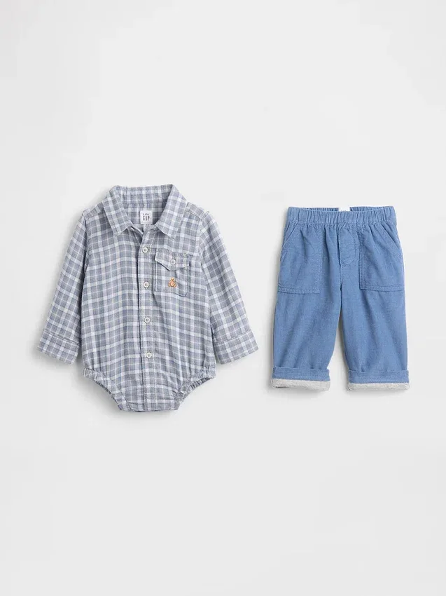 Conjunto de franela y pana para bebé
