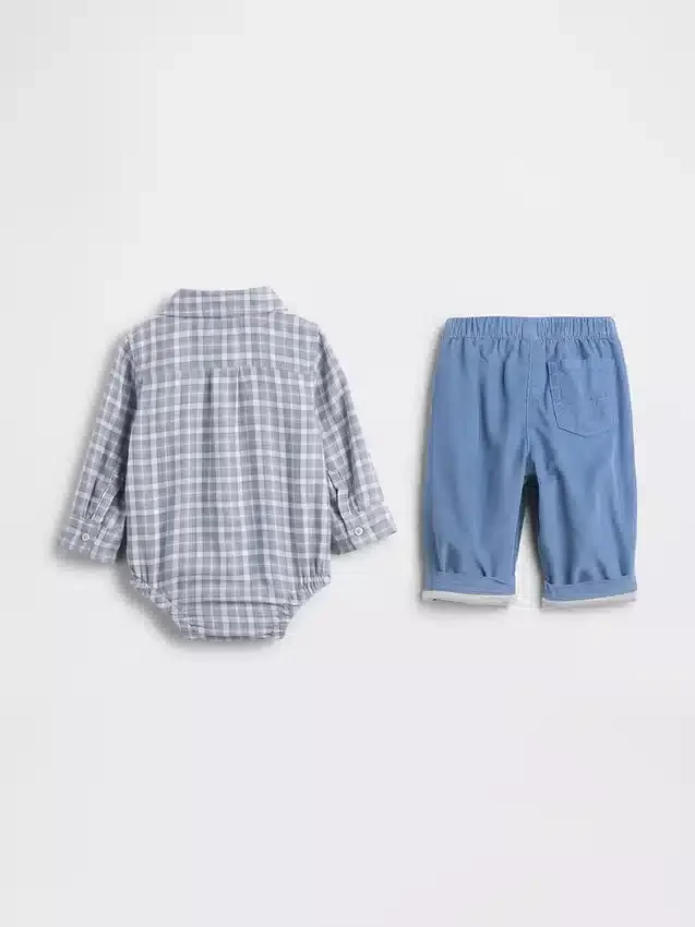 Conjunto de franela y pana para bebé