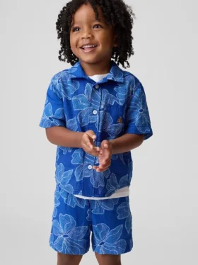 Conjunto de gasa de algodón con estampado floral para bebés y niños pequeños