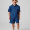 Conjunto de gasa de algodón estilo denim para bebés y niños pequeños