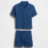 Conjunto de gasa de algodón estilo denim para bebés y niños pequeños