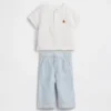 Conjunto de gasa de algodón para bebé estilo Henley