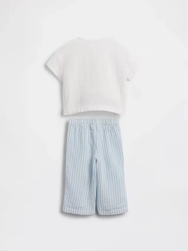 Conjunto de gasa de algodón para bebé estilo Henley