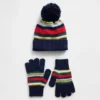 Conjunto de gorro con pompón y guantes para niños