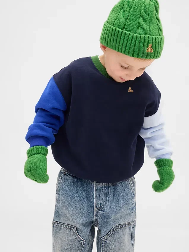 Conjunto de gorro y mitones de punto trenzado CashSoft para Bebé y Niño