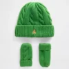 Conjunto de gorro y mitones de punto trenzado CashSoft para Bebé y Niño