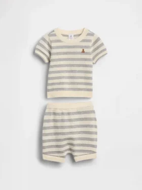 Conjunto de jerséu a rayas para bebé
