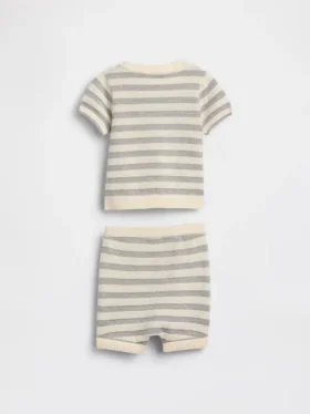 Conjunto de jerséu a rayas para bebé
