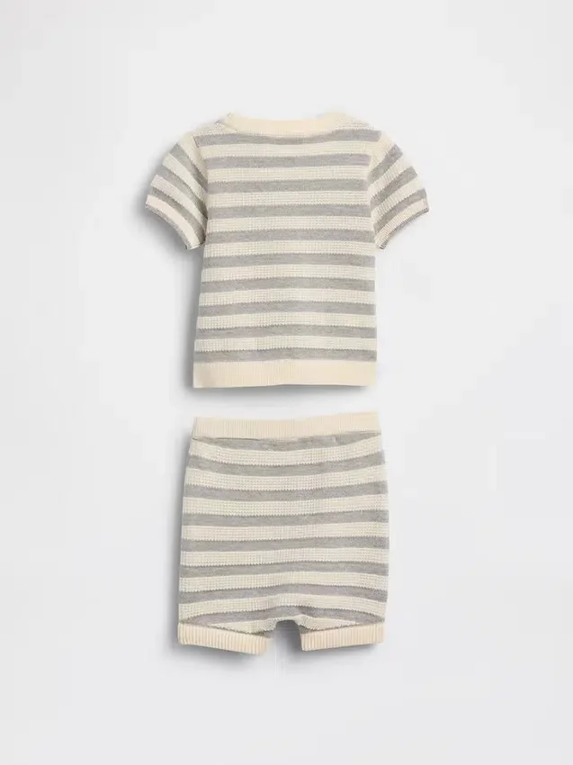 Conjunto de jerséu a rayas para bebé