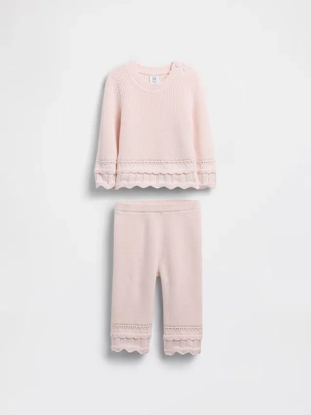 Conjunto de jerséu con bordes festoneados para bebé