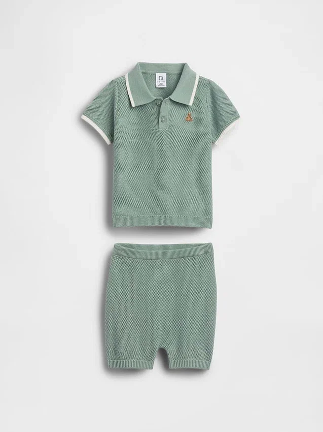 Conjunto de jerséu polo para bebé