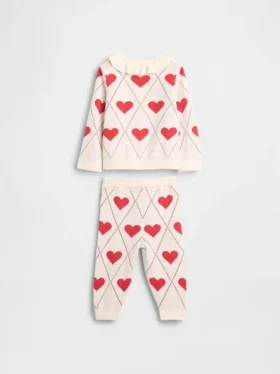 Conjunto de jerséu tipo cárdigan con cuello de volantes para bebé