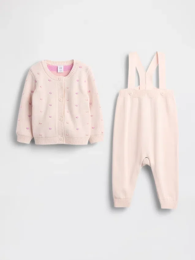 Conjunto de jerséu y cardigan para bebé