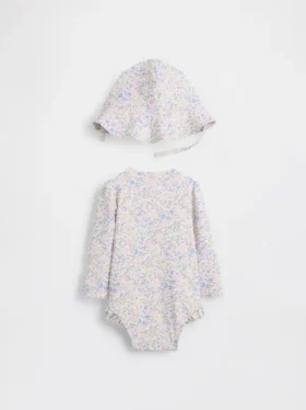 Conjunto de natación con camiseta de protección floral para bebé